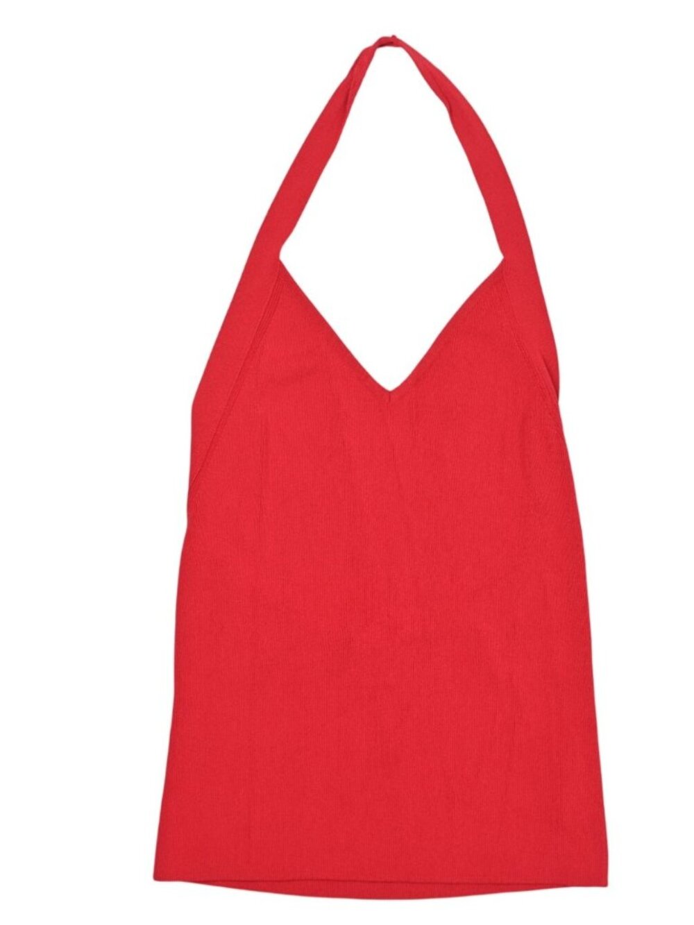 MaxMara Halter Ribbed Filato Knit Top in Red